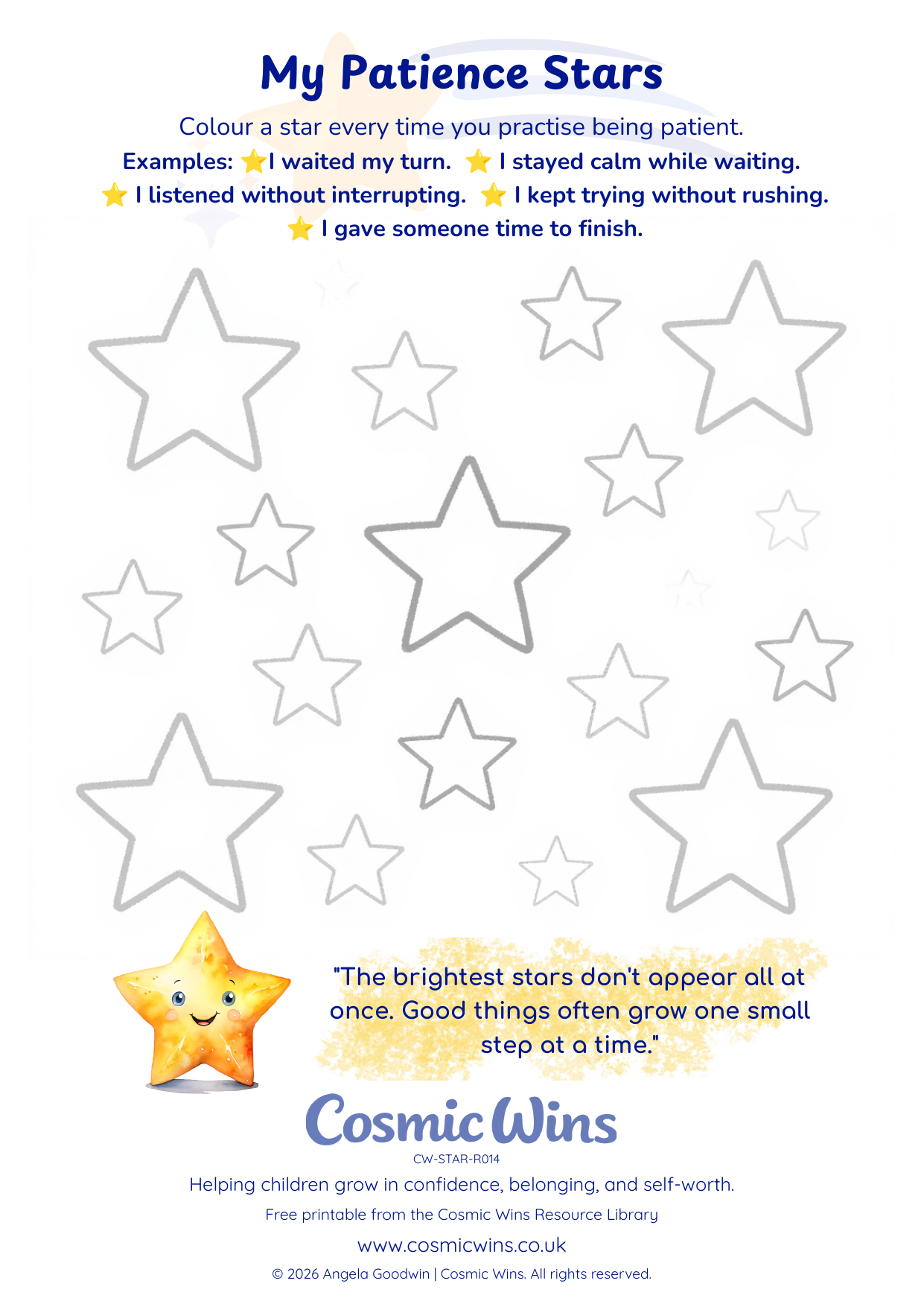 My Patience Stars printable preview