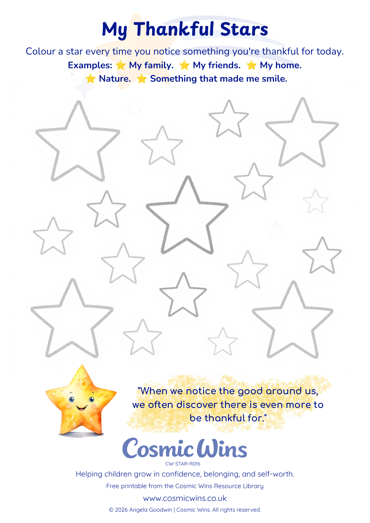 My Thankful Stars printable preview