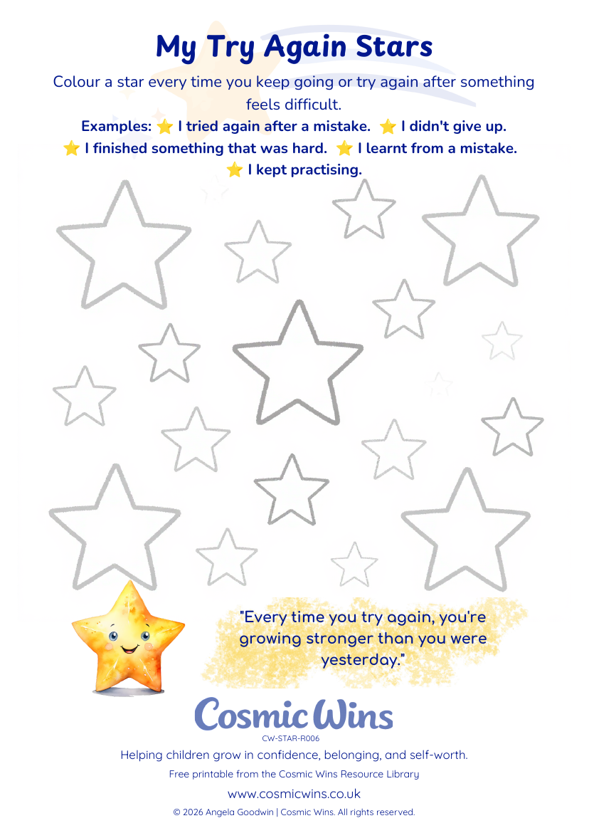 My Try Again Stars printable preview