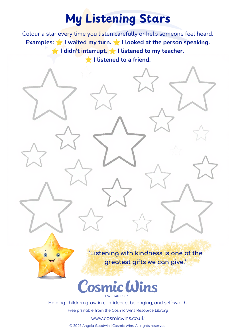 My Listening Stars printable preview