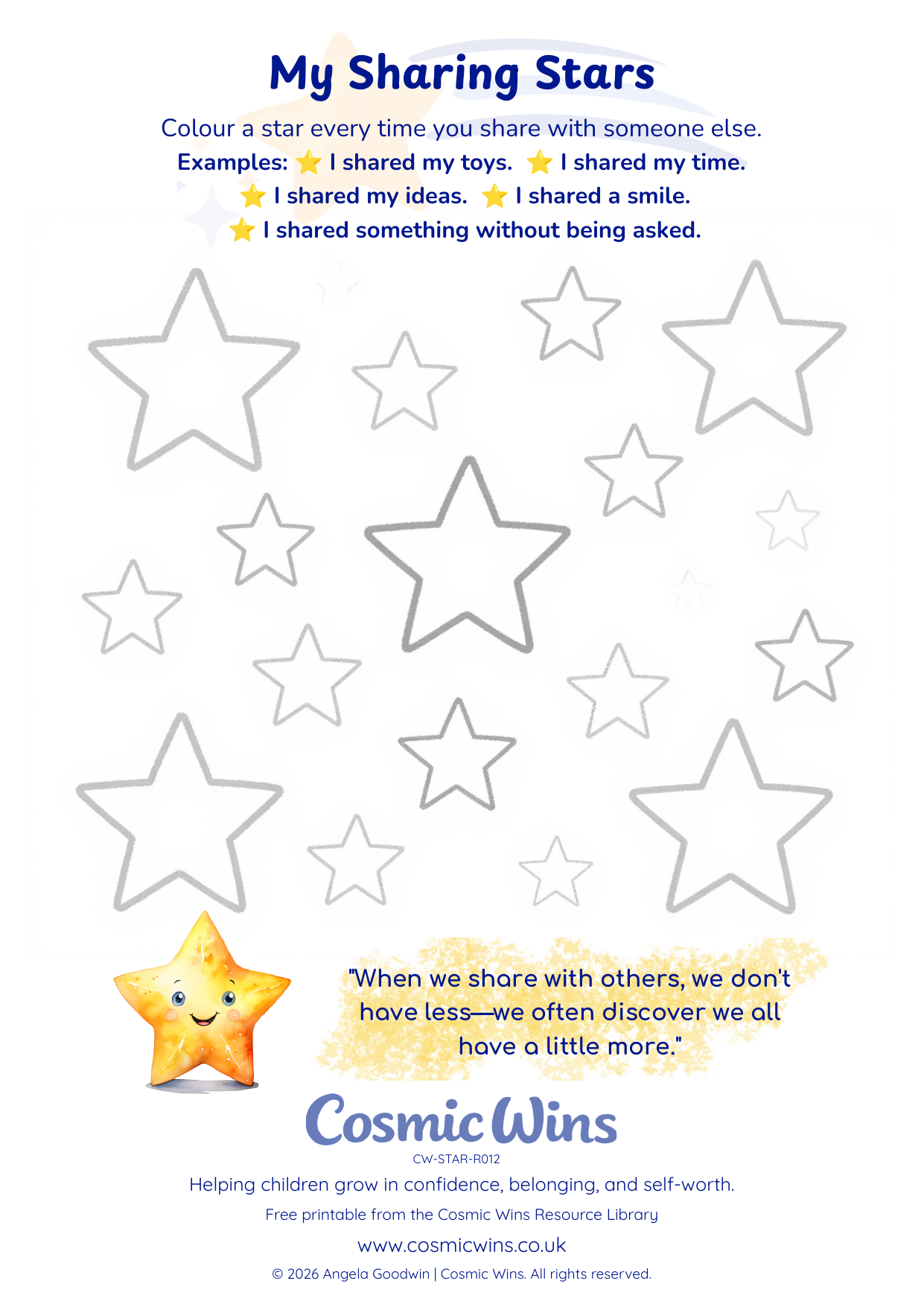 My Sharing Stars printable preview