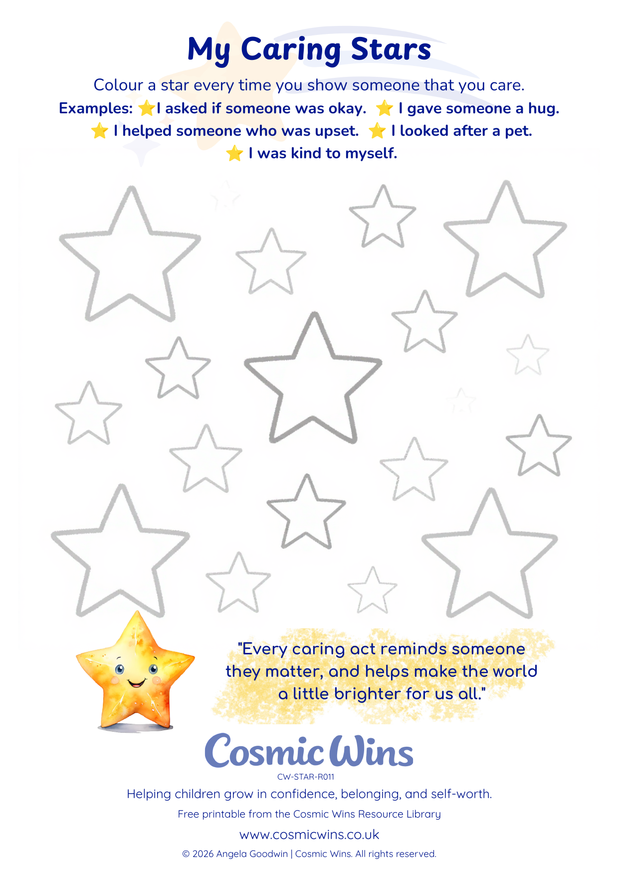 My Caring Stars printable preview