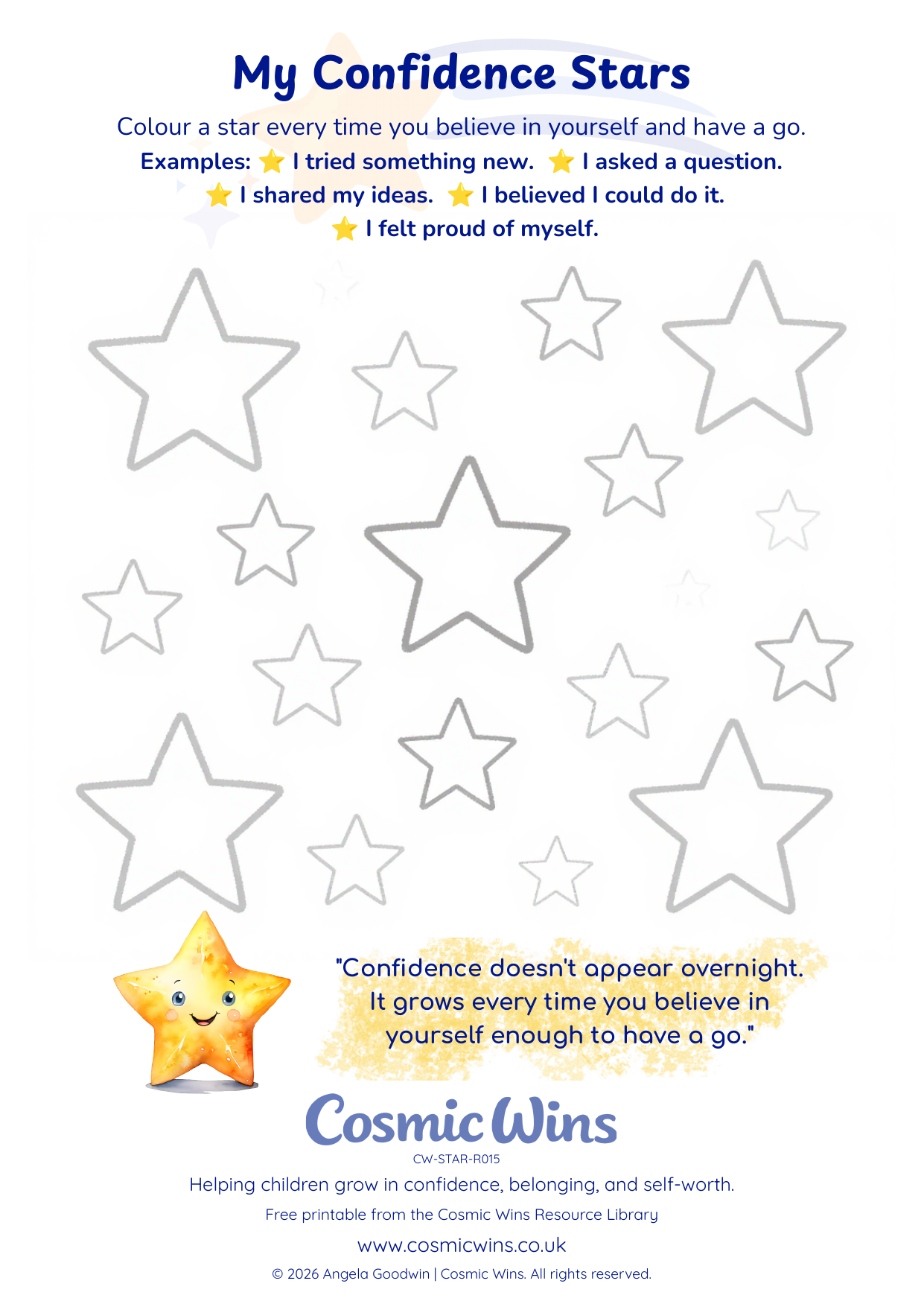 My Confidence Stars printable preview